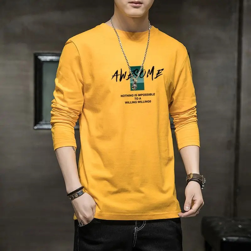 Clothes Spring Autumn Cotton Long Sleeve T-Shirt for Men Fashion Loose Trendy Casual O-Neck Tee for Teenagers 250704