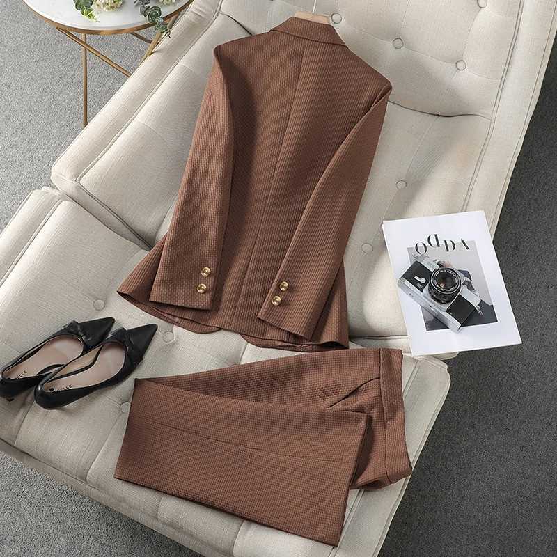 ZJYT Business Chic Womens Single Breasted Blazer Suits Pant Sets 2 Piece Formal Office Lady Outfit Plus Size Jacket Trousers X250704