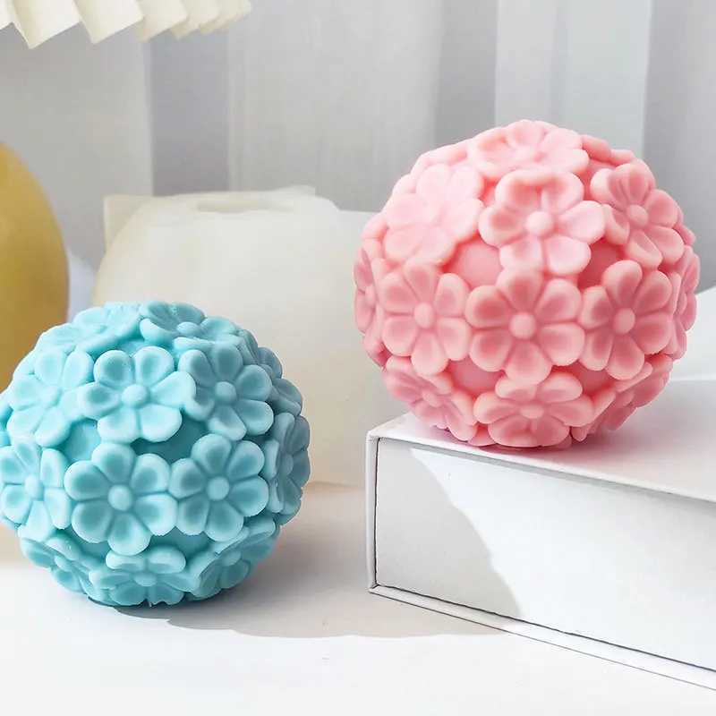 ute Chrysanthemum Ball Candle Silicone Mold DIY Flower Ball Shape Silicone Mold Soybean Wax Aromatherapy Candle Soap Resin Mold W250704