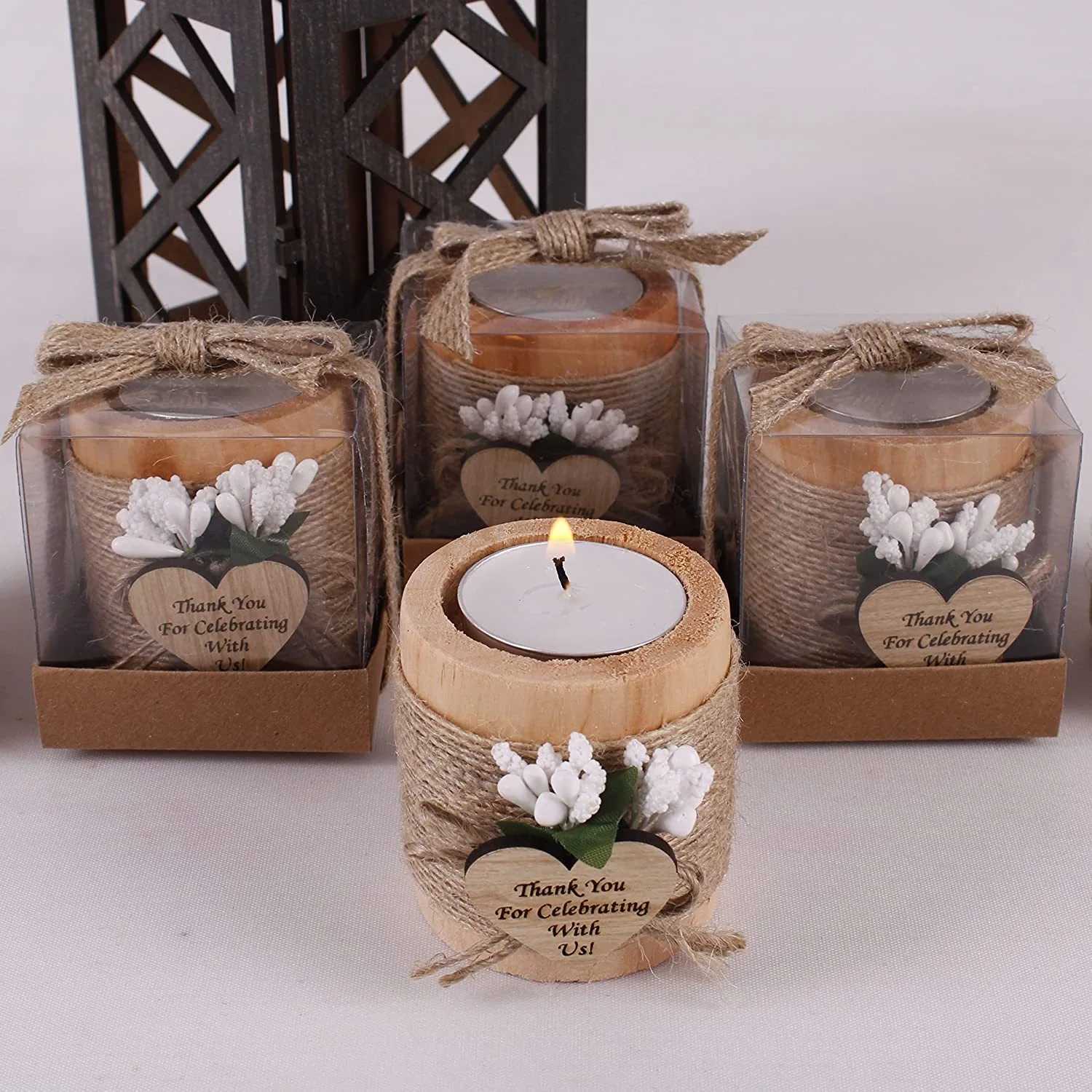 uest Gift Candle for Wedding Wooden Tealight Candle Holders Bridal Shower Thank You Gifts for Baby Shower Christmas Candlestick W250704