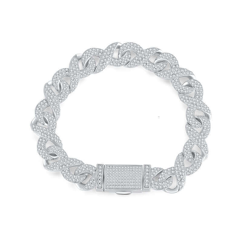 FaS925hion New S925 Pure S925ier Hip-Hop Cuban Chain Full Inlaid MoiS925S925anite Bracelet for Women 3f2