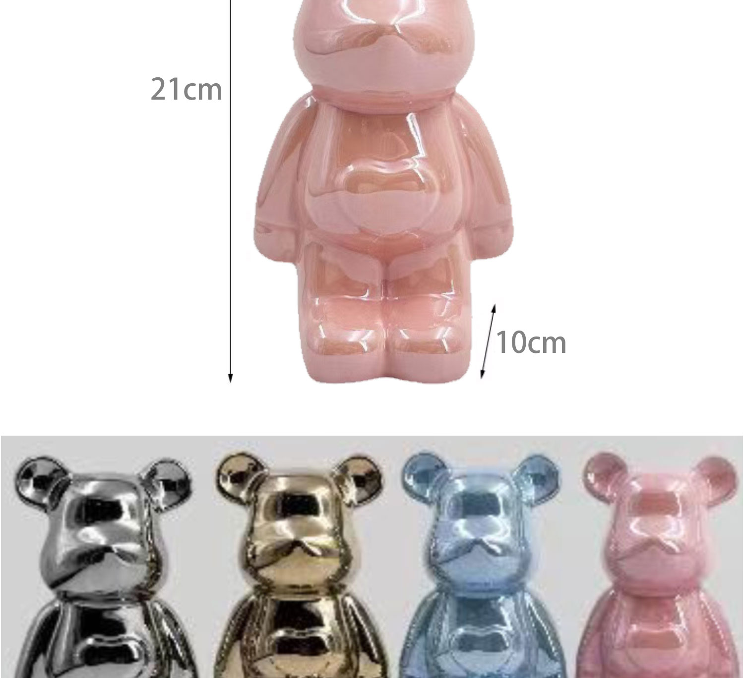 Handcrafted Cartoon Electroplated Bear Desk Ornament - Cute Porcelain Figurine