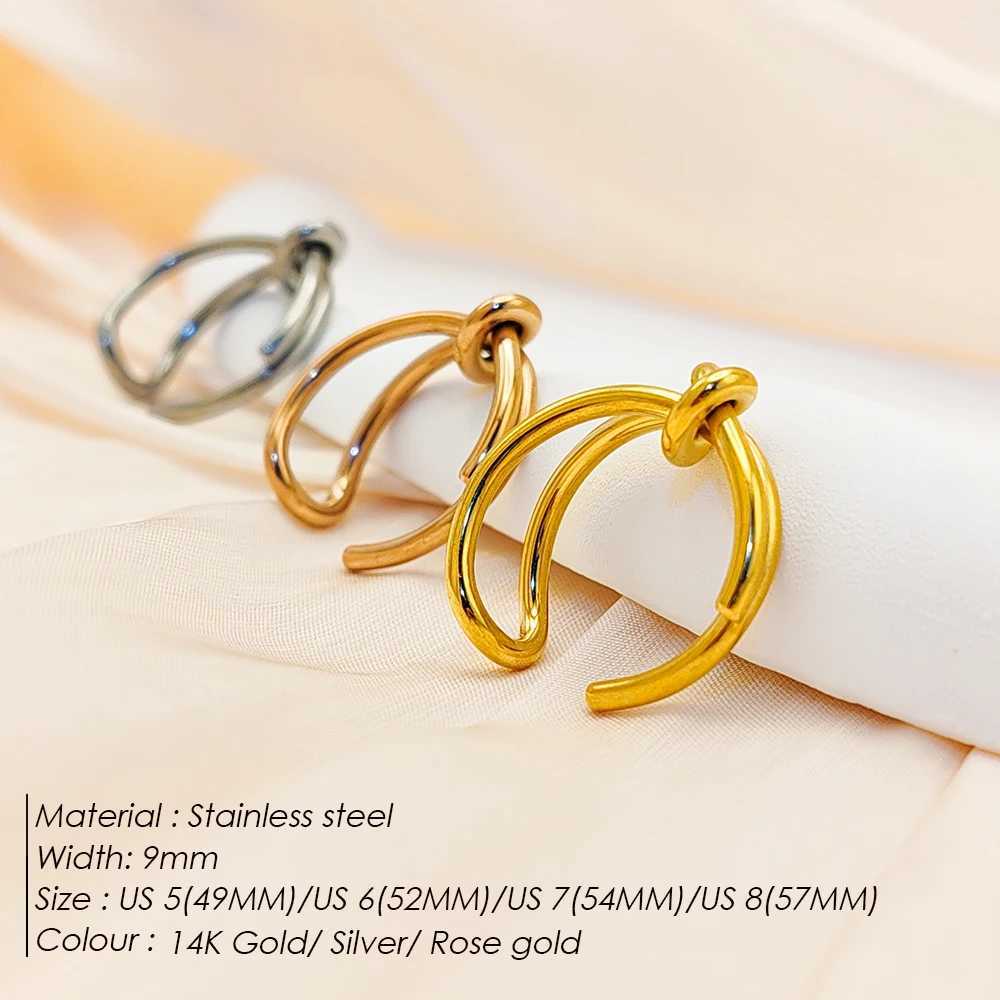 316 Stainless Steel Twist Ring Personalized Jewelry Braided Open End Ring Ladies Birthday Gift Y250704