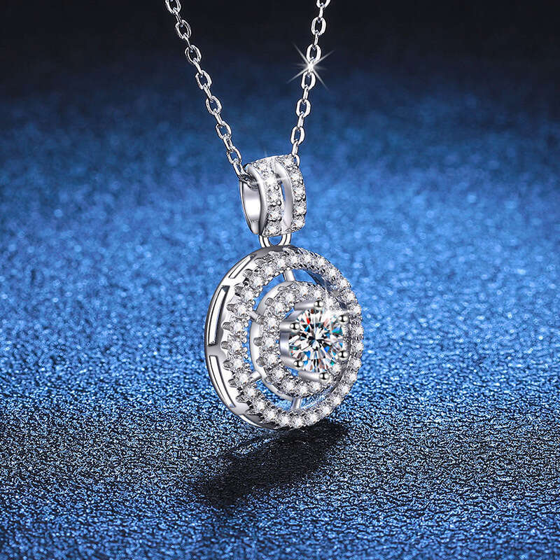 High-End S925tyle with Pendant, S925 Pure S925ier Necklace, Clavicle Chain, D Color MoiS925S925anite Necklace for Women 0ed