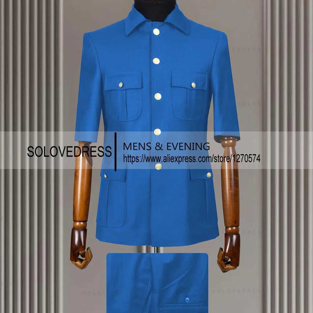 New Arrival 2 Piece Lapel Short Sleeves with 4 Real Pockets Single Breasted Slim Fit Summer Suits For WedddingBlazer+Pants X250704