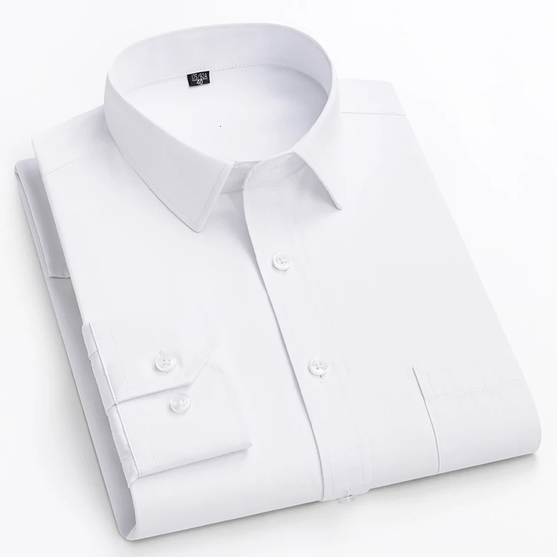double collor Full shirts for men plus size slim fit formal plain shirt over size office clothes solid long-sleeve business tops 250704