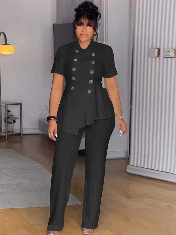 2 Piece Women Sets 2025 New Arrival Summer Autumn Matching Sets Two Pieces Sets Top And Wide Leg Pants Suits Outfits Clothing X250704
