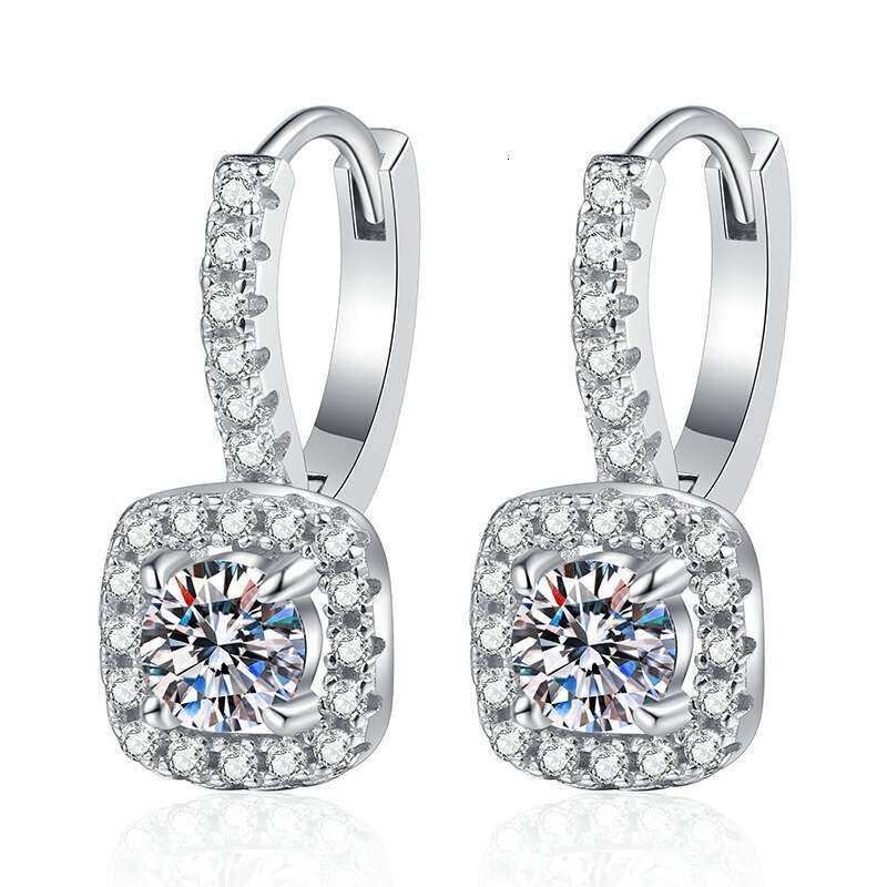S925 Pure S925ier High-End Feel S925quare 1 caratS925 MoiS925S925anite EarringS925 ec4