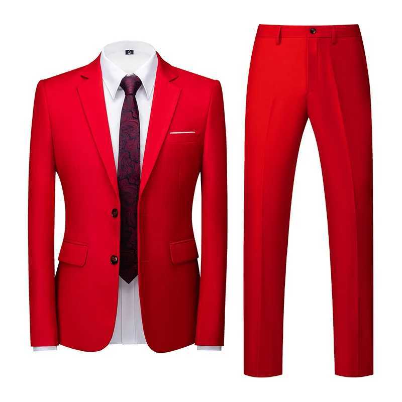 New mens suit urban fashion casual wedding formal wear two button two-piece suit X250704