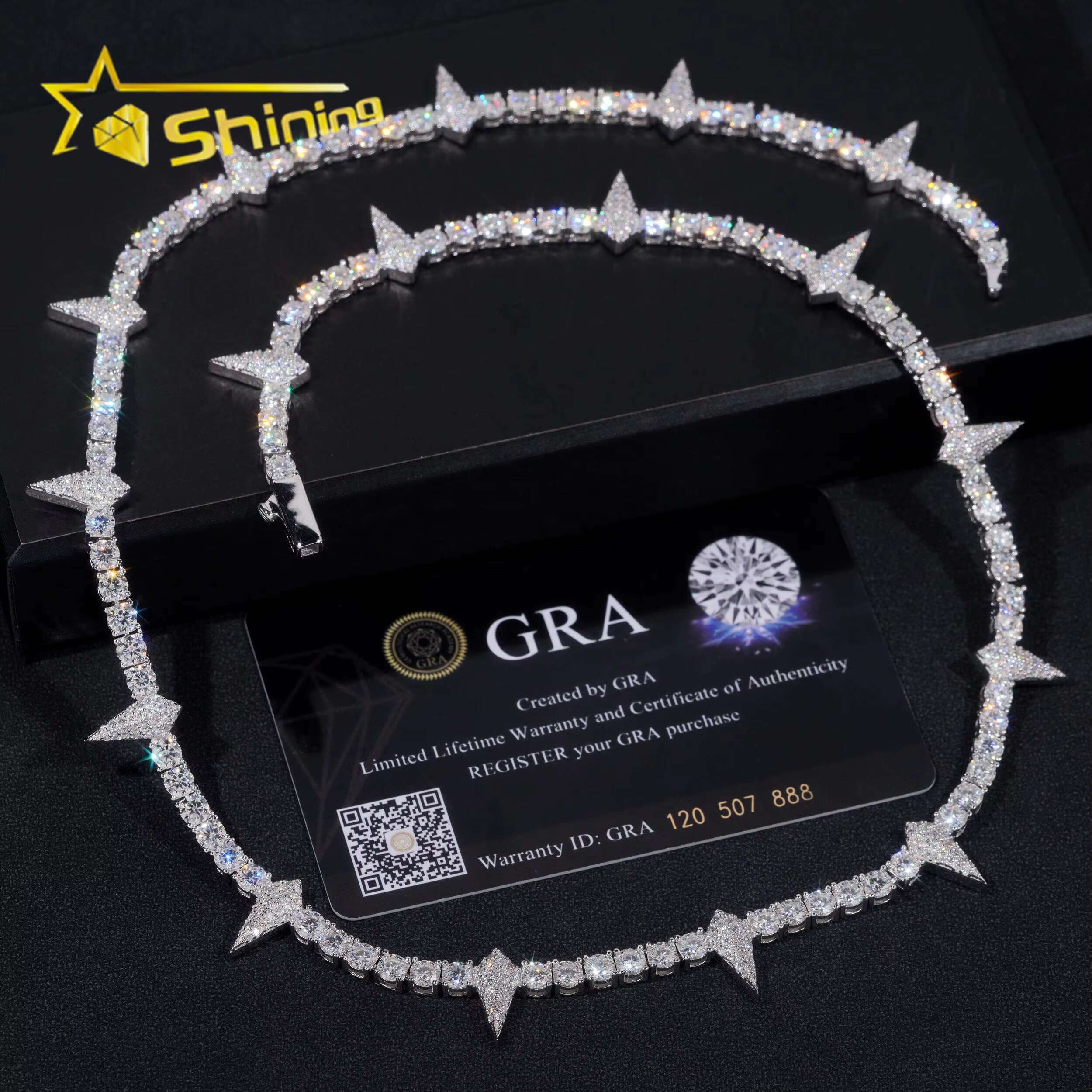 Custom Tennis Necklace Silver 925 New Design Iced Out Vvs Moissanite Diamond Hip Hop Lab Diamond Tennis Chain