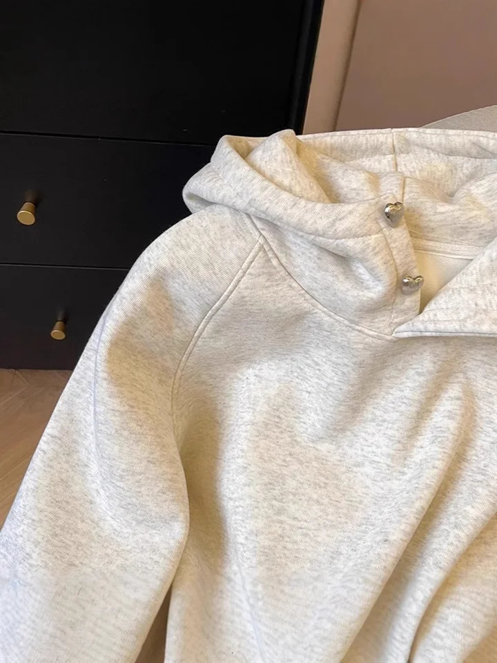 Thickened Pure Cotton Fleece Womens Hoodie Sweatshirt Oversize American High Street Style Autumn Winter Arrival 250704