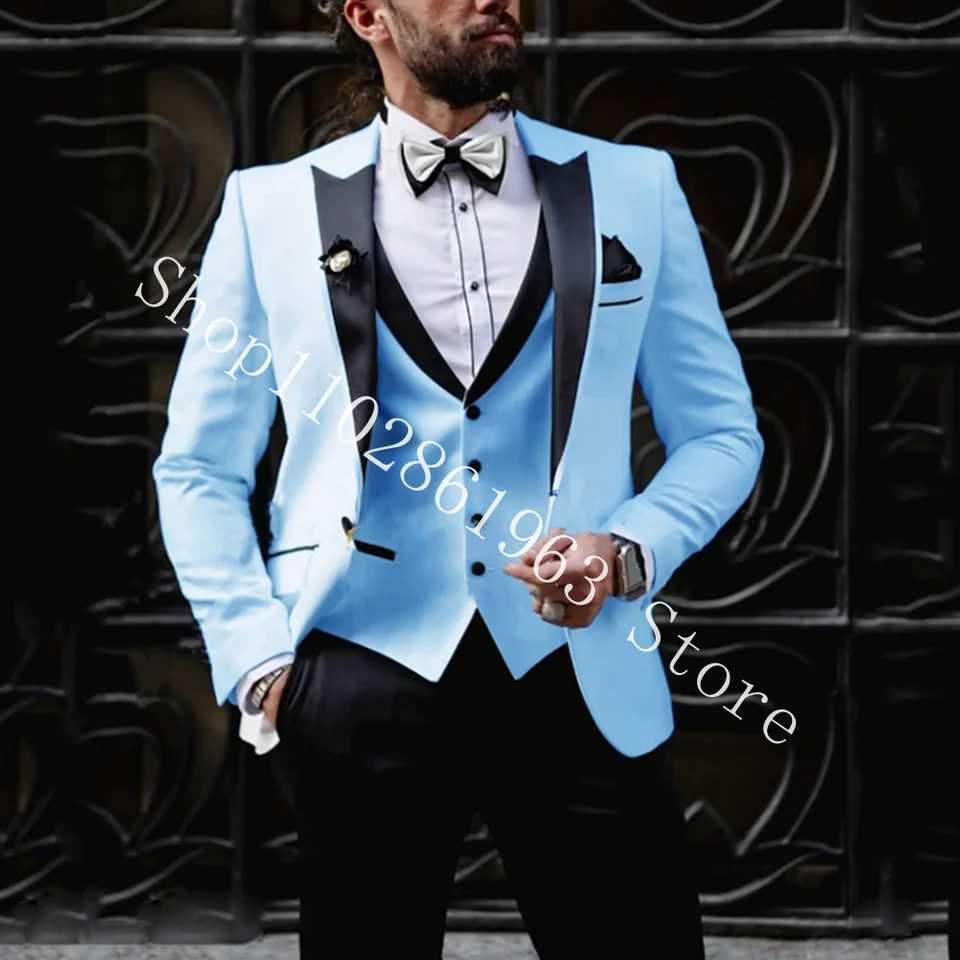 2023 New Fashion Wedding Suits For Men 3 Pieces Formal Elegant Male Suits Groom Tuexdos Blazer+Vest+Pants Costume Homme Mariage X250704