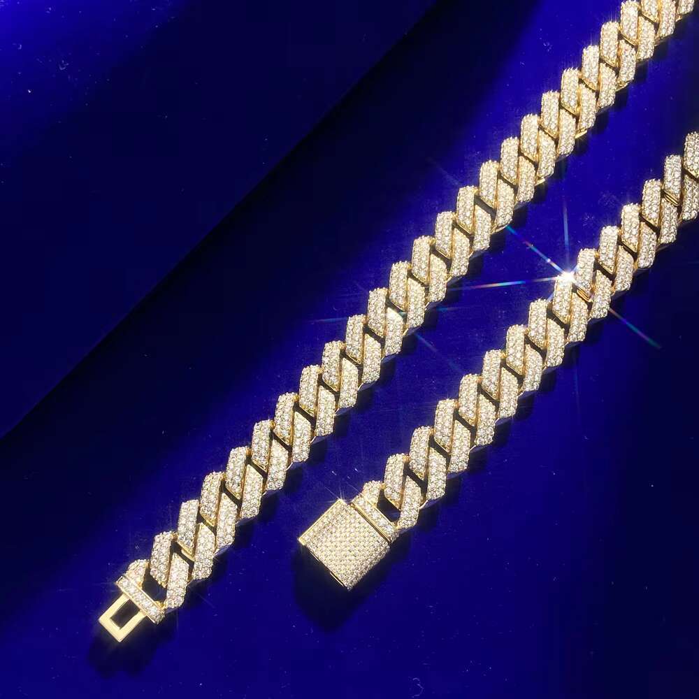 Fashion New Arrival Jewelry 10mm Full 5A Zircon Diamond Brass Gold Plated Cuban Link Chains Necklace for Mens