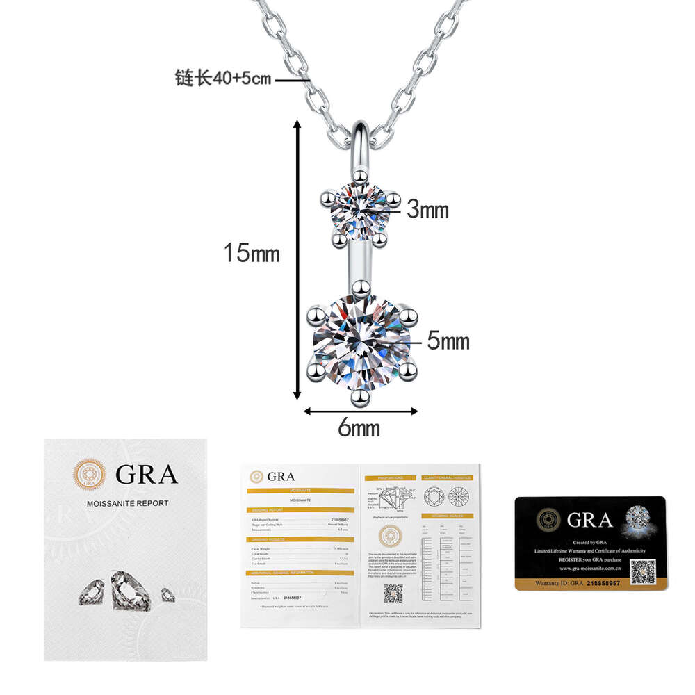 S925 Pure S925ier MoiS925S925anite ClaS925S925ic S925ix-Claw Double Dia Korean and JapaneS925e S925imple Light Necklace Women'S925 FaS925hion Pen