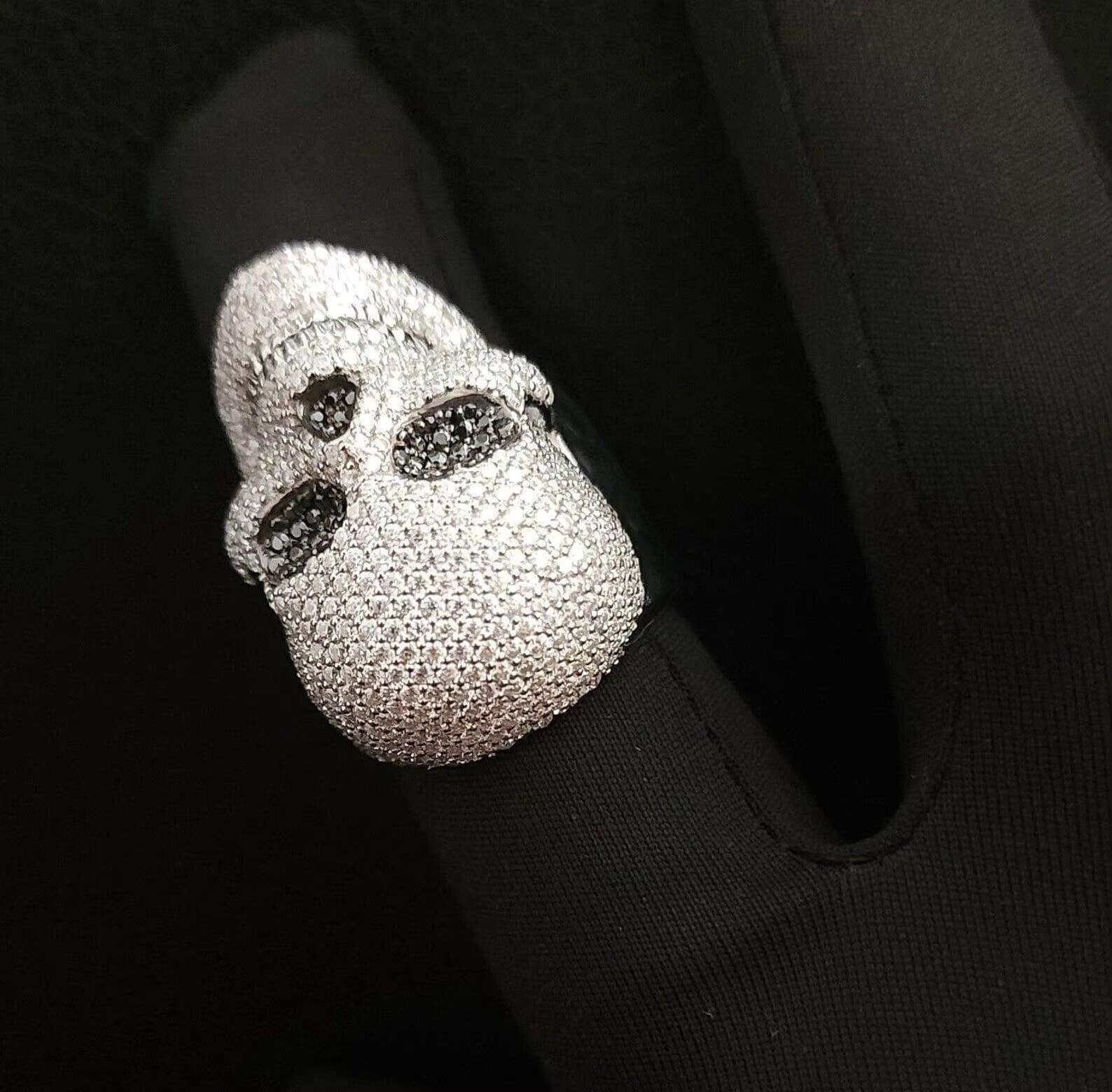 Hip-Hop Style Fine Sterling Silver Skull Ring Best Prices Unisex Round Moissanite Diamond Rings Micro Pave