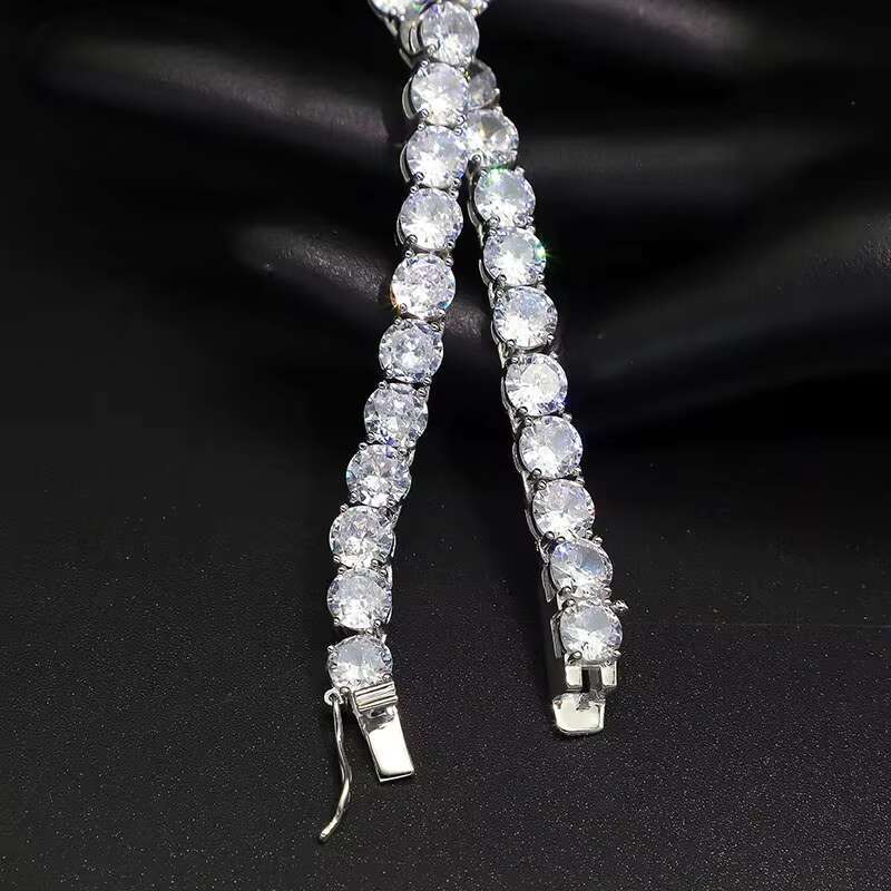 Men Gorgeous Women Silver Tennis Chain Ice Moissanite Diamonds Hip Hop Choker Chain Necklace Bling Jewelry for Men