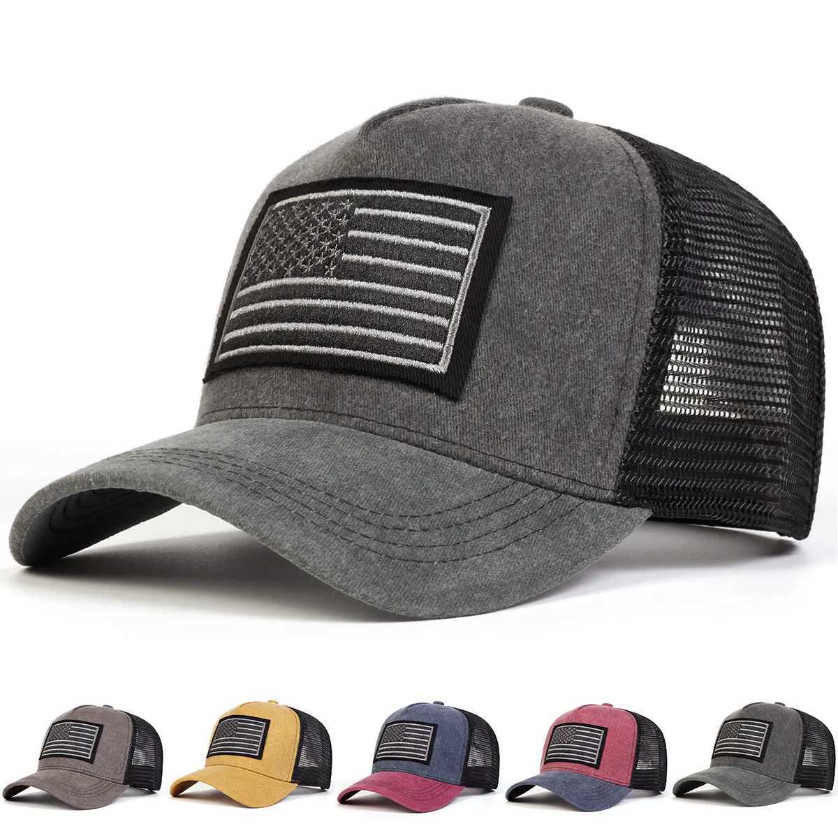 Unisex Flag Embroidery Washed Baseball Net Caps Spring and Summer Outdoor Adjustable Casual Hats Sunscreen Hat X250704