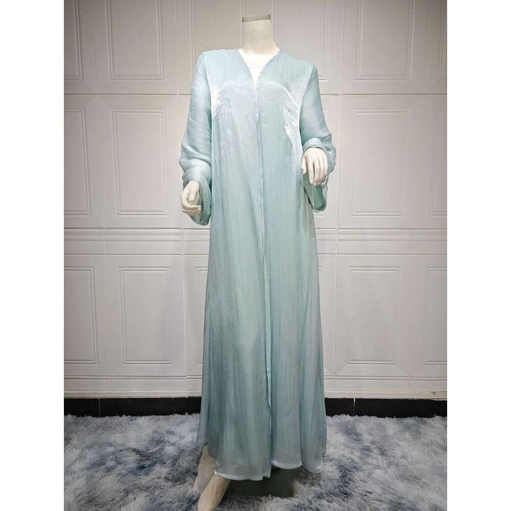 Middle Eastern Modest Women's Clothing Muslim Noblewoman Abaya Dubai Outerwear Shiny Silk Dress Ins Trend