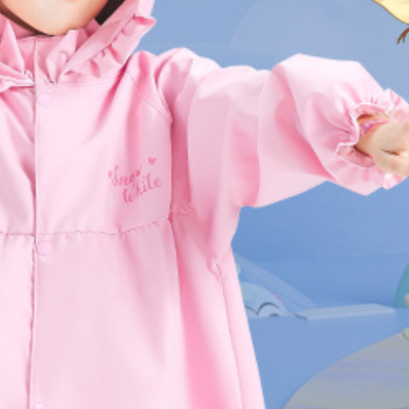 Disney new PU gel children's raincoat lace puffy skirt raincoat princess lace design girl toddler baby princess zipper cloth raincoat waterproof 