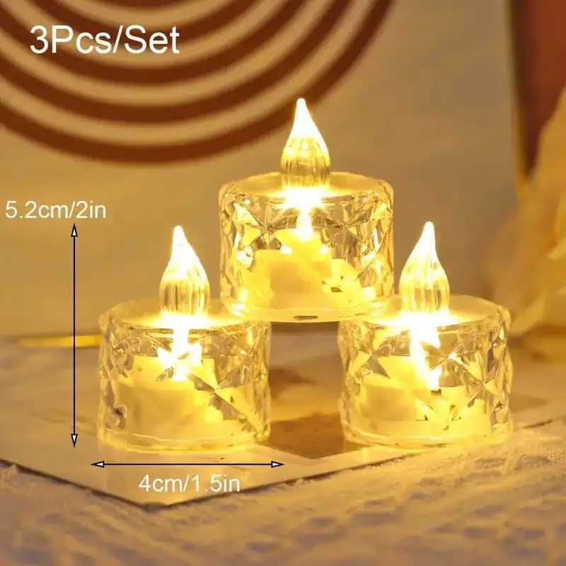 Crystal Flameless Candle Light Flameless LED Crystal Candle Light Clear Shell Crystal Candle Light Ornament W250704
