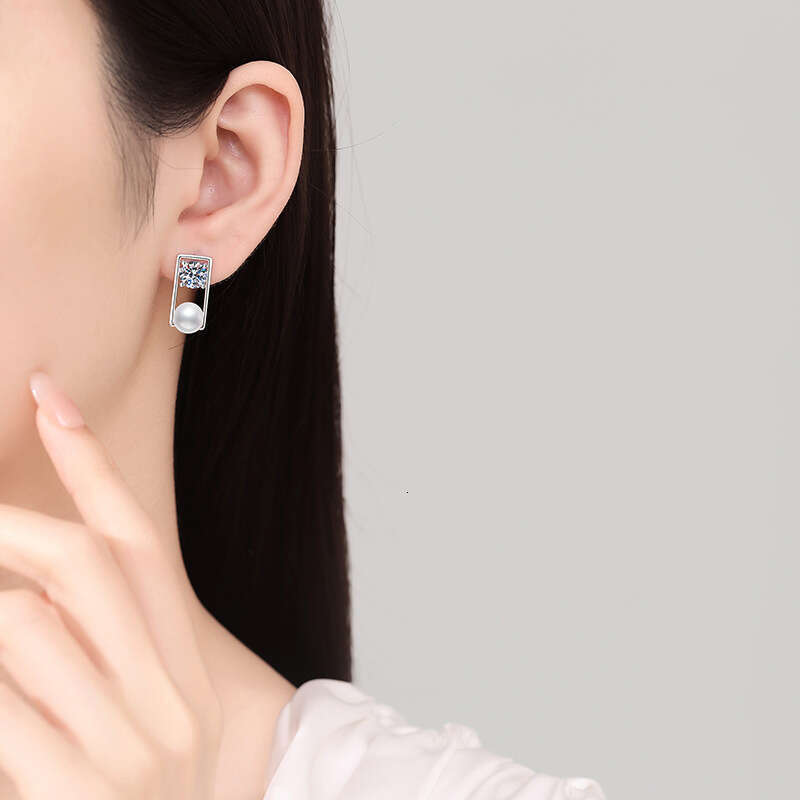 S925 Pure S925ier Women, Light French S925tyle Geometric EarringS925, D Color 1 caratS925 MoiS925S925anite EarringS925 for Women fd0