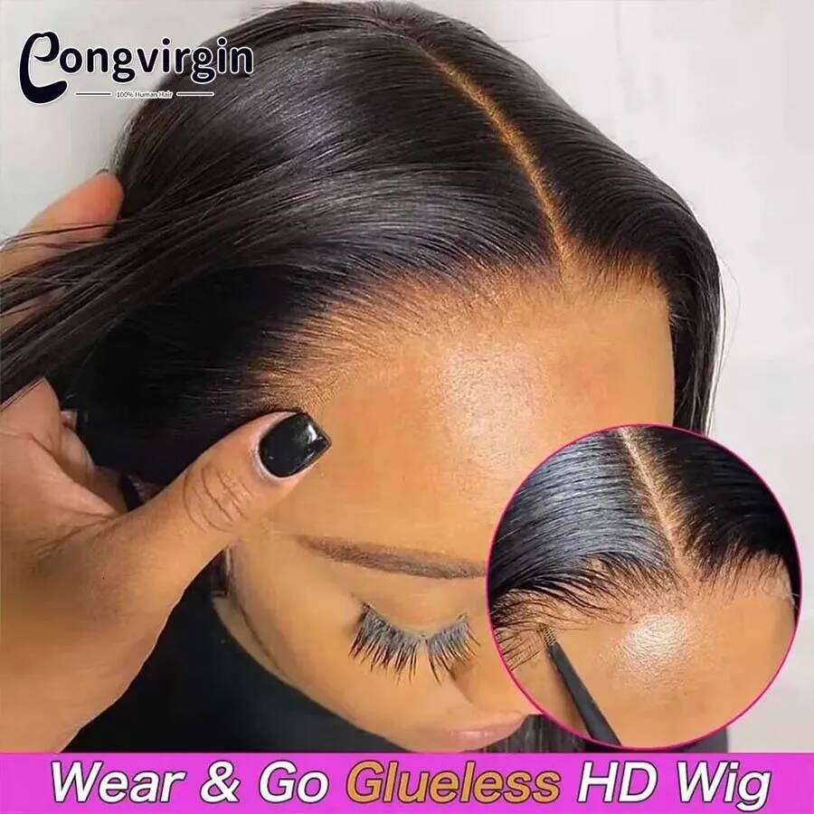 250% Wear And Go 5x5 Glueless HD Transparent Human Hair Cut Pre Plucked Lace Closure Wig