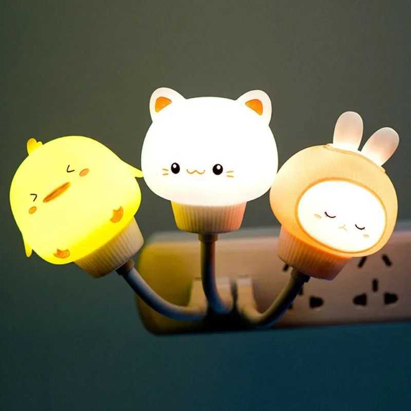 USB Night Light LED Cute Cartoon Night Lamp Bear Chick Kitten Remote Control for Baby Kid Bedroom Decoration Bedside LampXJ250703
