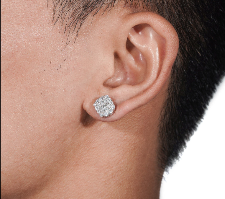 Pass Diamond Tester GRA Certified Fully Iced Out Hip Hop 925 Silver Jewelry Baguette Moissanite Stud Earrings
