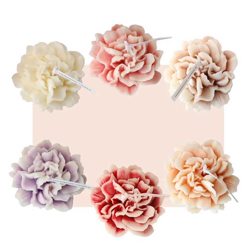 Carnation Flower-shaped Handmade Scented Candle Home Aromatherapy Ornaments Mothers Day Girls Hand Gift Party Decor W250704