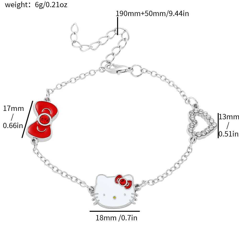 Sanrio Anime Sanrio Bracelet Cartoon Figure Hello Kitty Head Heart Shape Rhinestones Metal Bracelet Bangle Kawaii Jewelry Accessories w250716