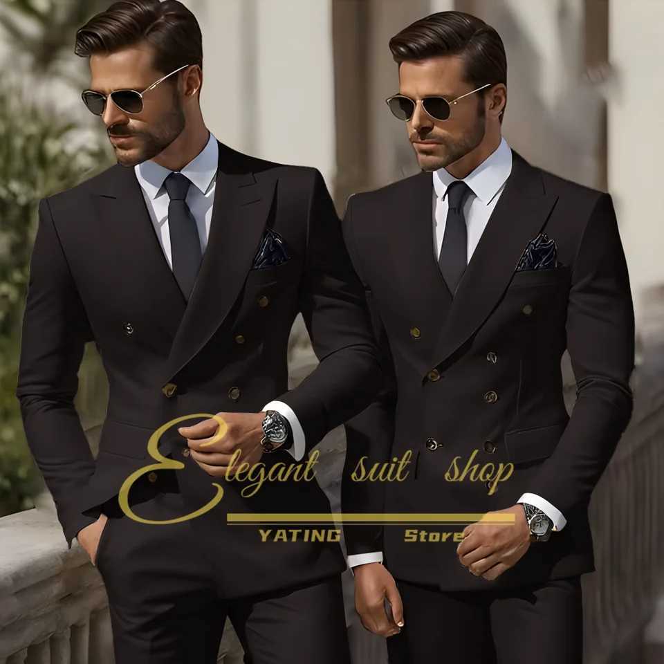 Formal Elegant Stylish Ivory Double Breasted 2 Piece Wedding Suits for Men Classic Tuxedo Bespoke For Groom Prom Party Dres X250704