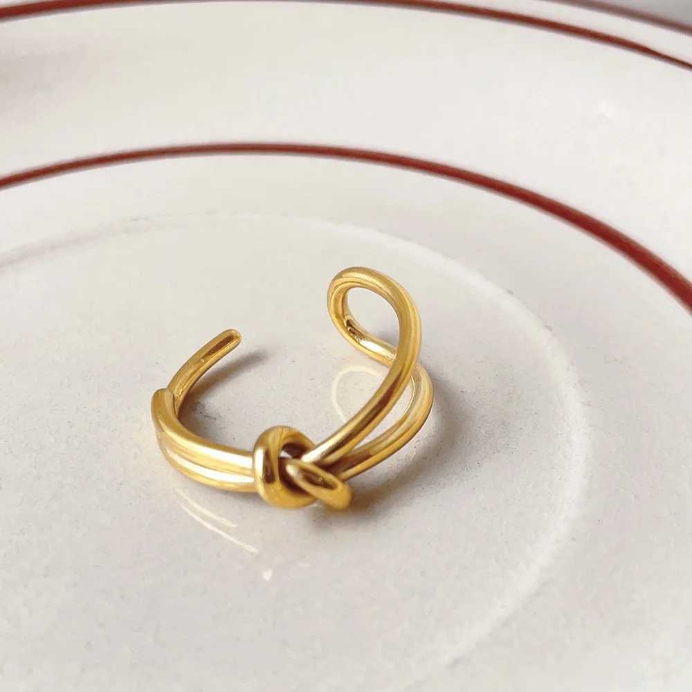 High End PVD Gold Color Knot Ring Stainless Steel Opening Ring for Women Y250704