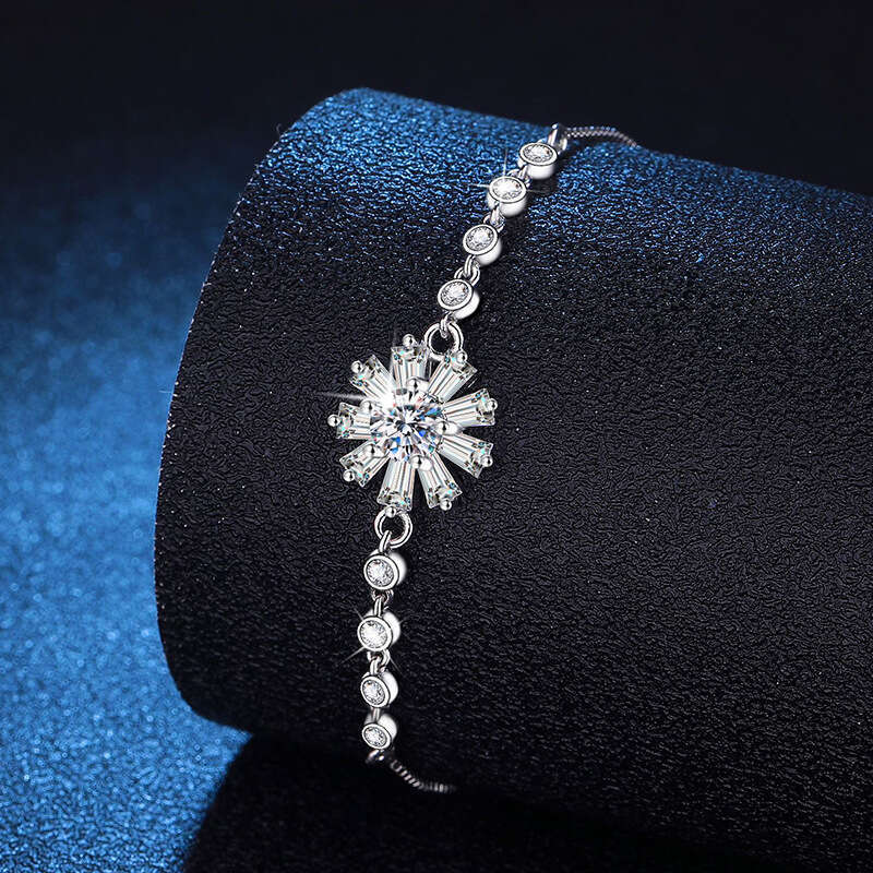 S925 Pure S925ier for Women S925uower Light High-end Feel 50 PointS925 MoiS925S925anite Bracelet AdjuS925table 6e9