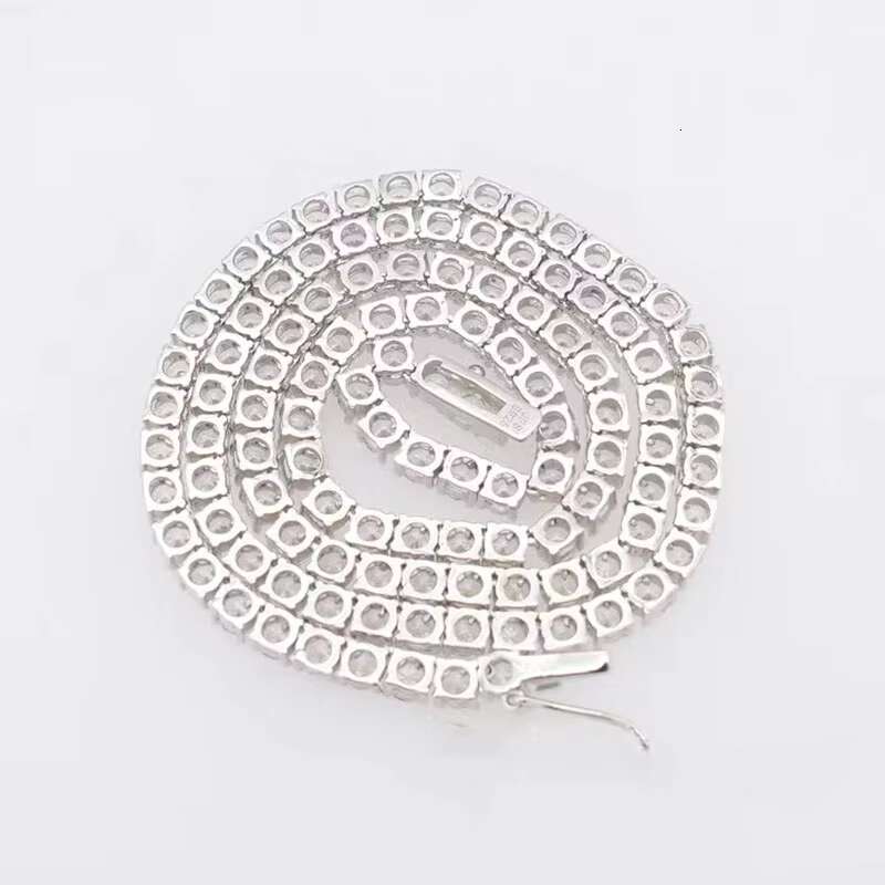 Men Gorgeous Women Silver Tennis Chain Ice Moissanite Diamonds Hip Hop Choker Chain Necklace Bling Jewelry for Men