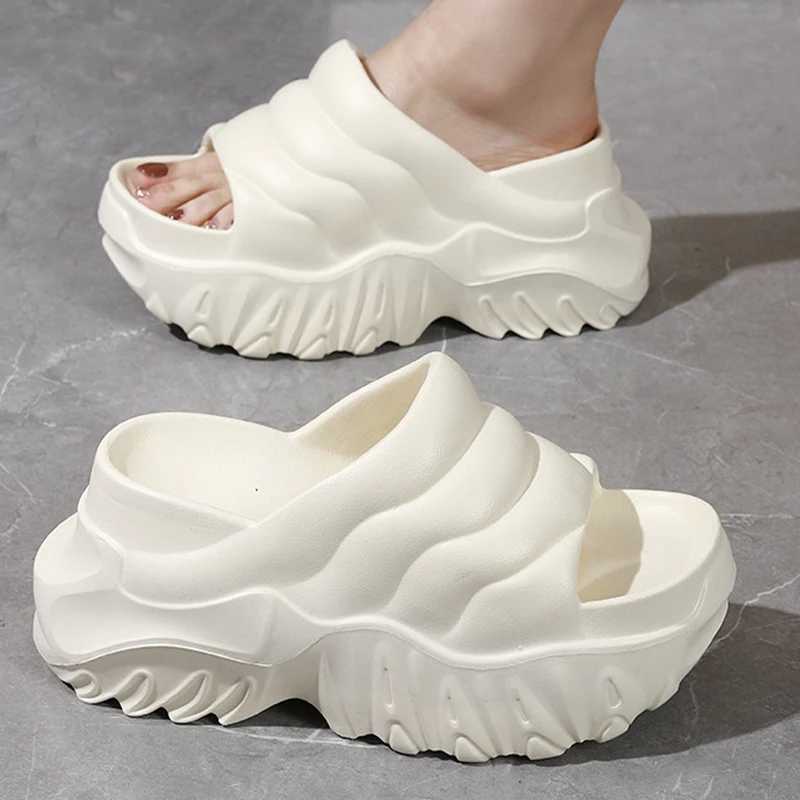 7cm Thick Bottom Slippers for Women Summer Garden Mules Clogs White Chunky Platform Shoes 10 cm High Heel Beach Slides W250704