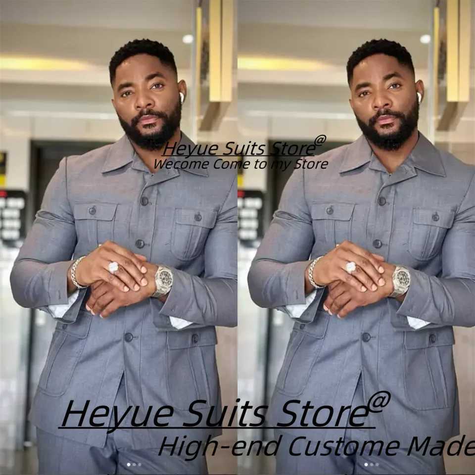 Handsome Gray High-end Men Suits Slim Fit Tailor Made Groom Formal Tuxedos 2 Pieces Sets Elegant Male Blazers Costume Homme X250704