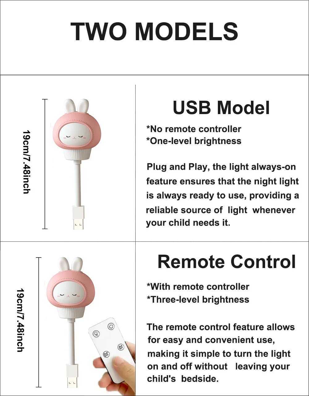 USB Night Light LED Cute Cartoon Night Lamp Bear Chick Kitten Remote Control for Baby Kid Bedroom Decoration Bedside LampXJ250703