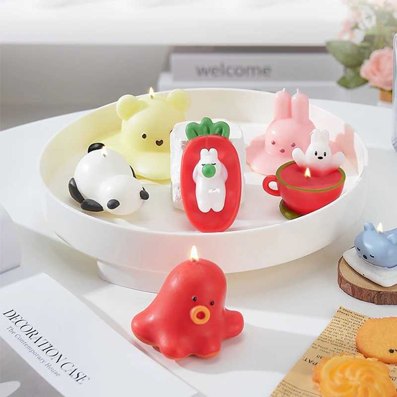 1PC Cartoon Bear/Rabbit/Cat/Octopus Decorative Aromatic Candles Soy Wax Scented Candle for Birthday Wedding Candle W250704
