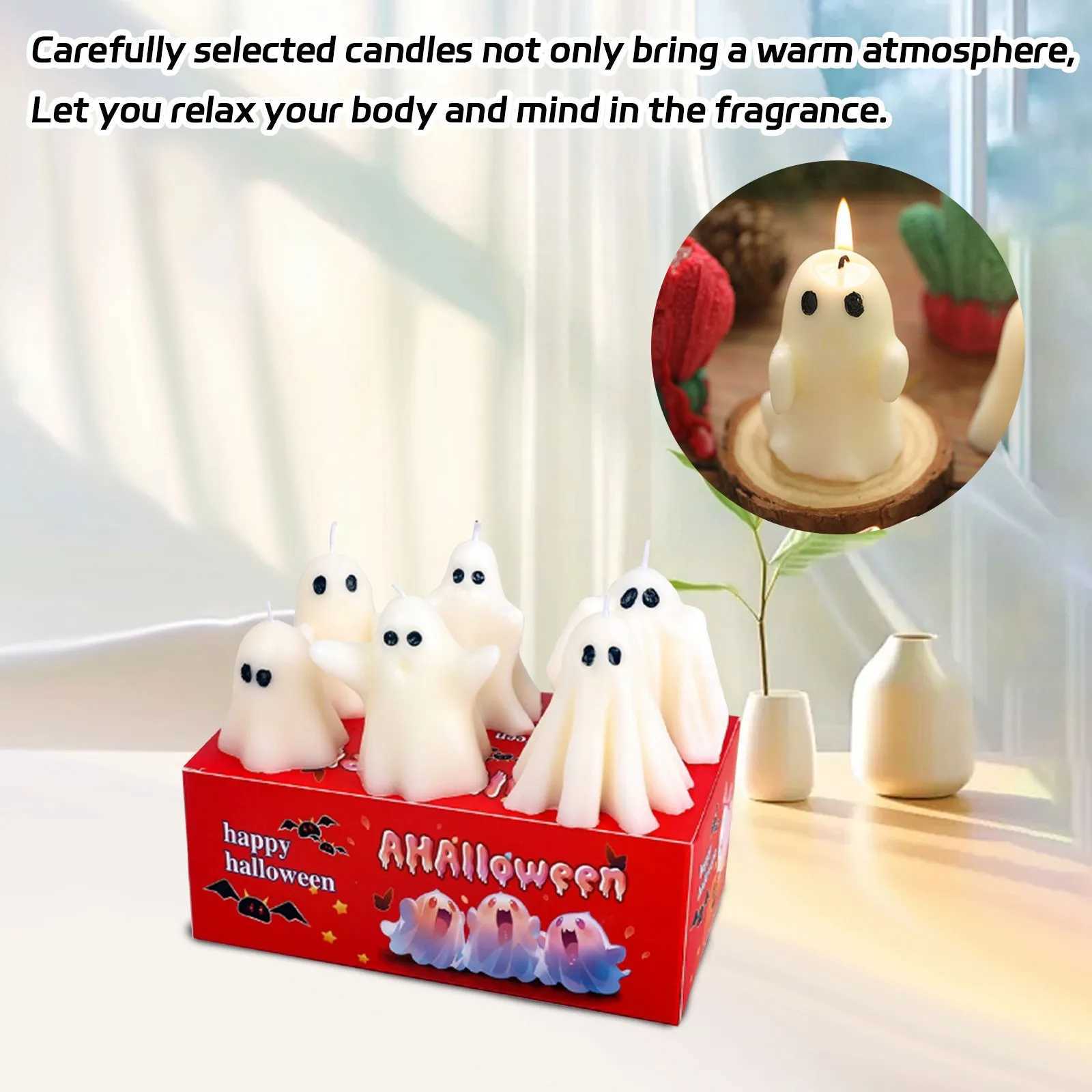 6PCS Halloween Ghost Aromatherapy Candles Decor Whole Cute Halloween Candles Gifts Set Room Decor for Dining Table Party Bedroom W250704