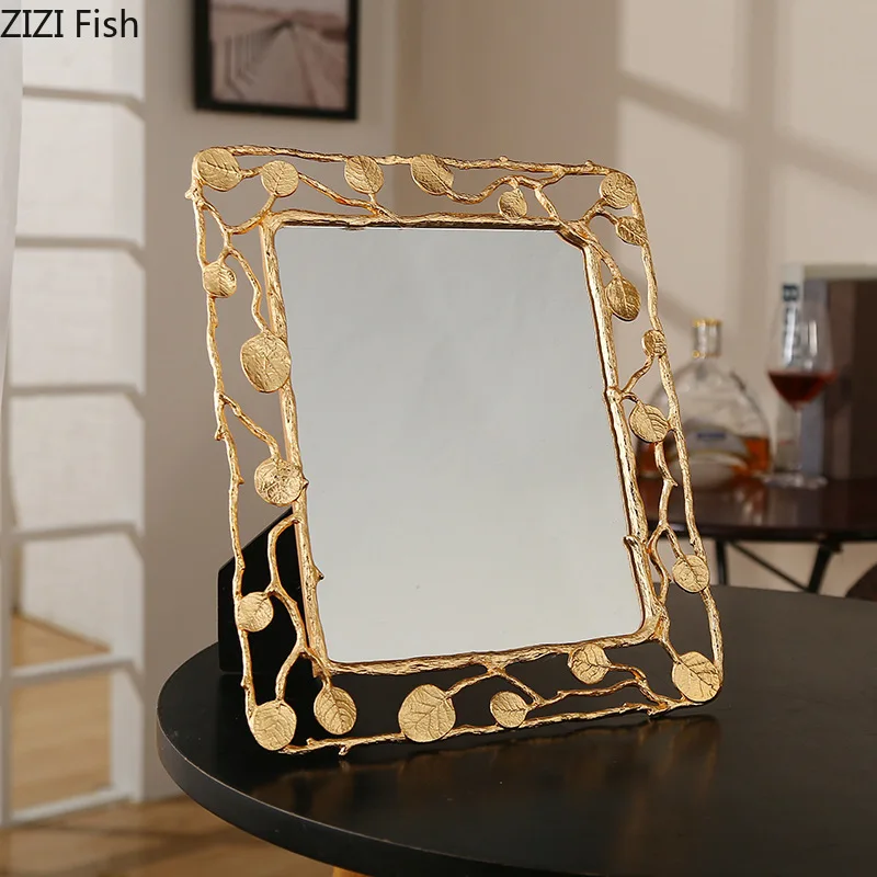Gold Leaf Framed Decorative Picture Desk Decoration Family Portrait Frame Alloy Photo Frames Nordic Home Decor H260306