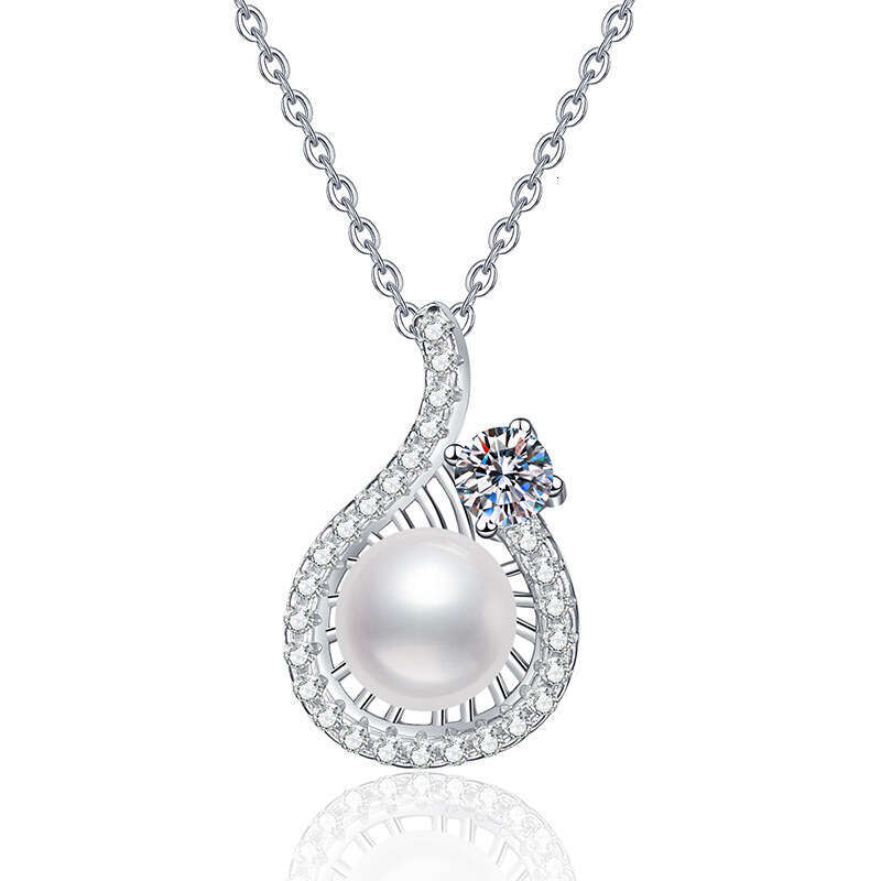 S925 Pure S925ier Natural FreS925hwater Pearl Pendant VerS925atile Water Drop S925hape MoiS925S925anite Necklace 536
