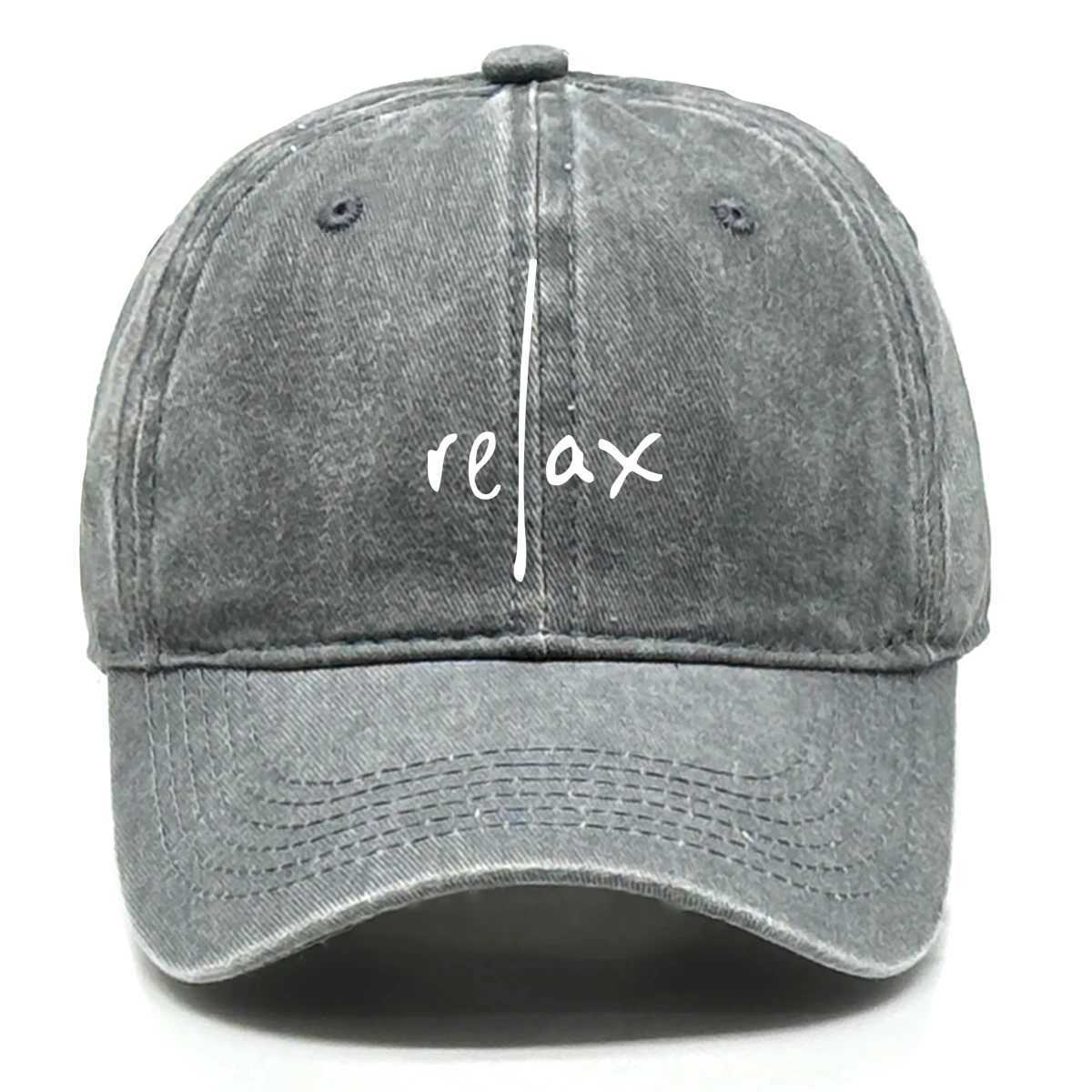 Washed Cotton Snapback Baseball Hat Artistic Text Relax Snapback Hat Retro Raw Brim AdjustableBaseball Caps One Size Fits All X250704