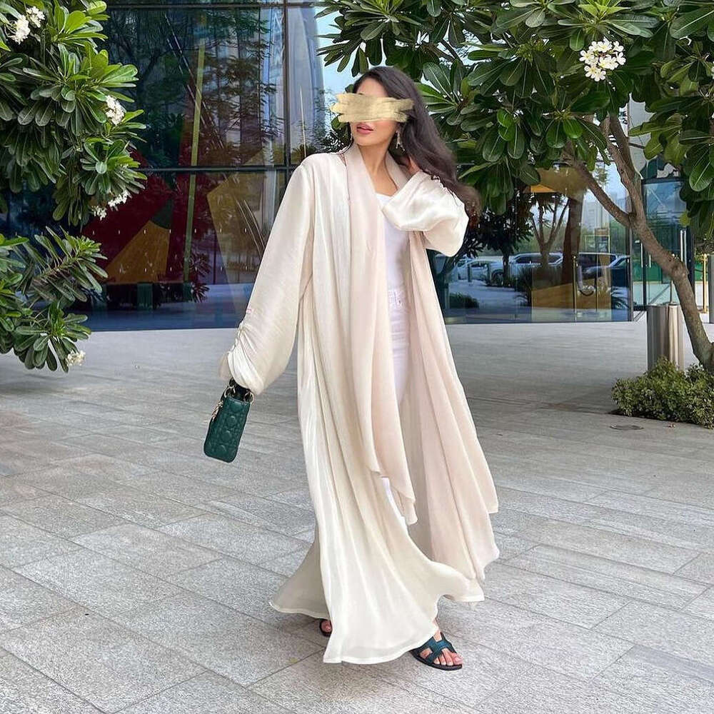 Middle Eastern Modest Women's Clothing Muslim Noblewoman Abaya Dubai Outerwear Shiny Silk Dress Ins Trend
