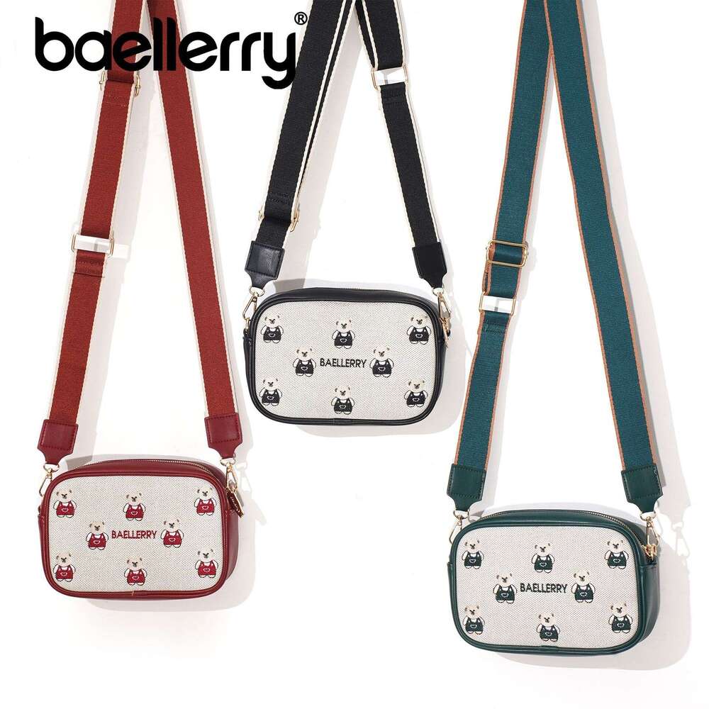 New Women's Crossbody High-end Embroidery Cute Bear Small Square Fashionable Large Capacity Shoulder Phone Bag