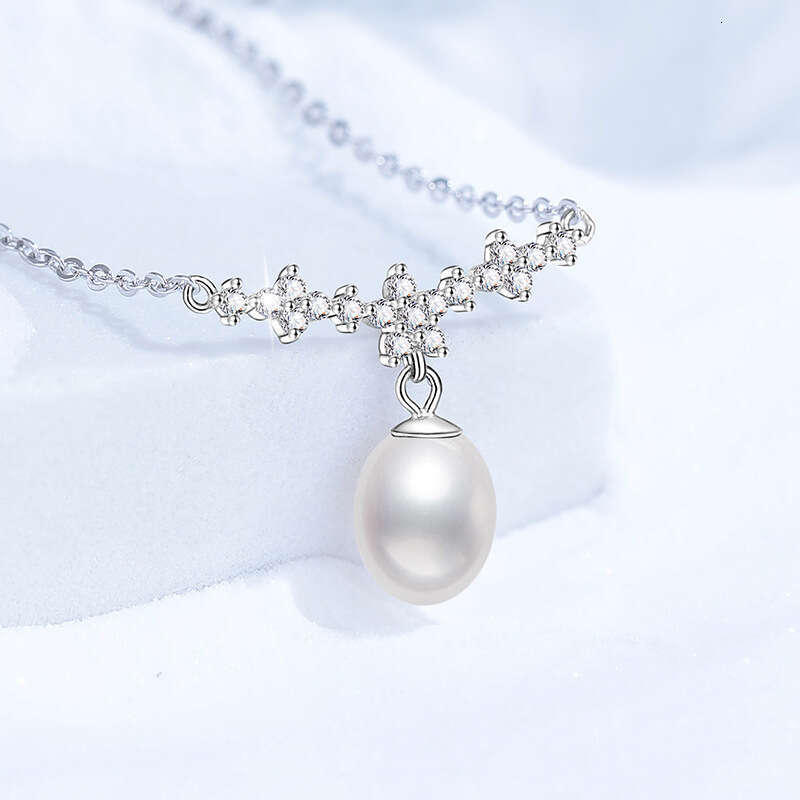 S925 Pure S925ier MoiS925S925anite Natural FreS925hwater Pendant S925mile BloS925S925om French Pearl Necklace for Women c60