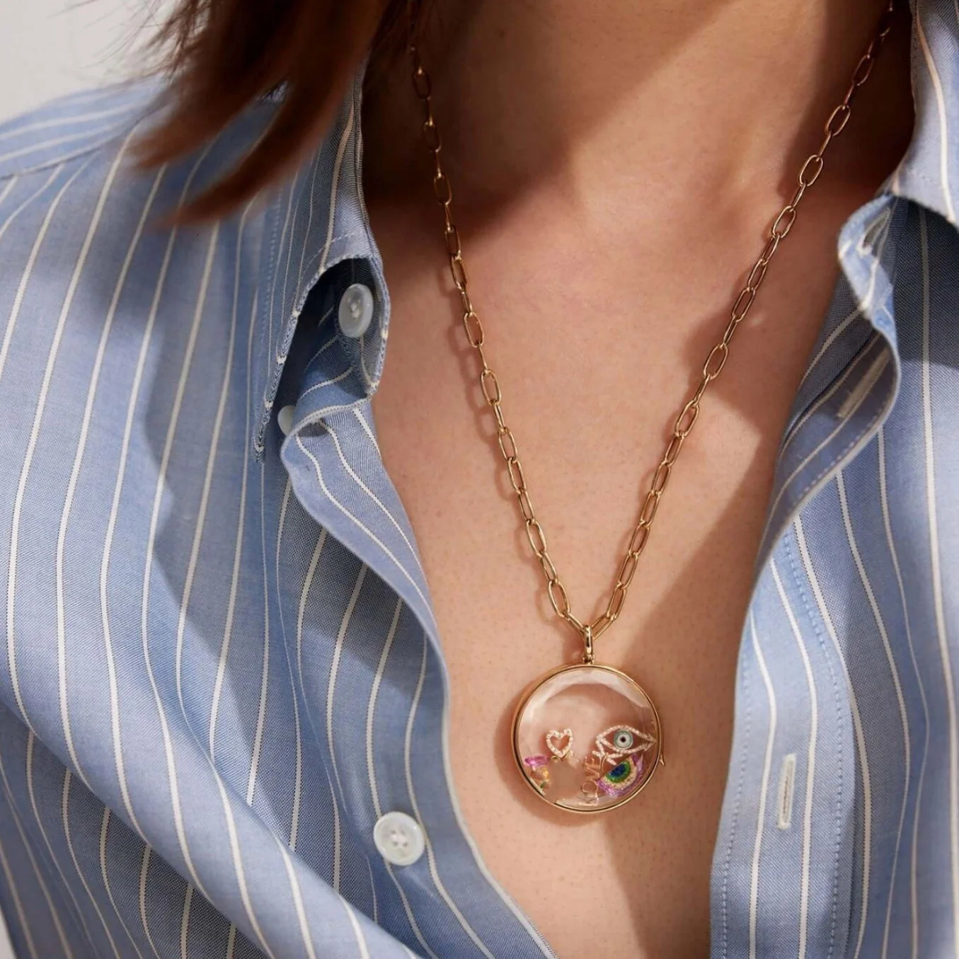 2025 Fashion ins style small pendant glass box female zircon full diamond clavicle chain gift 250701