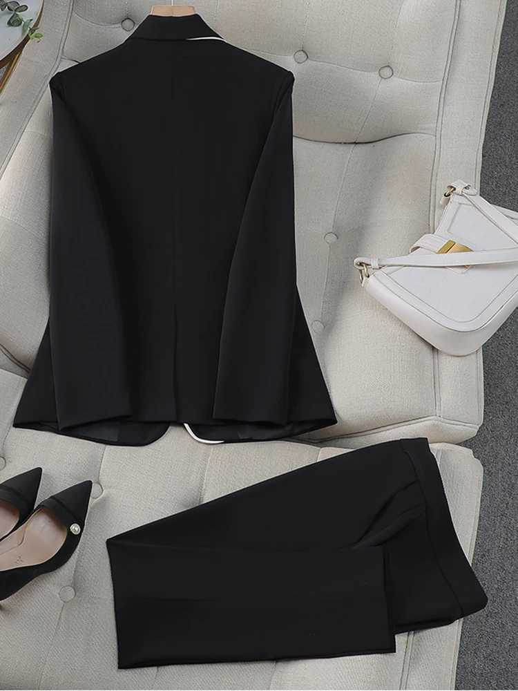 ZJYT Office Lady One Button Blazer Trousers Sets Womens Suit Pants Sets Elegant Conjuntos Para Mujeres 2 Piezas Business Outfit X250704