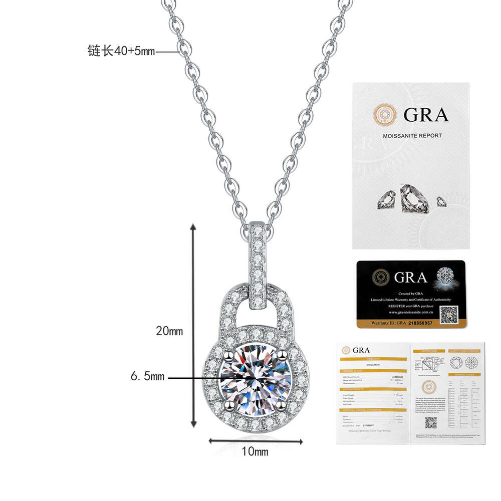 S925 Pure D Color MoiS925S925anite 1 caratS925 S925ier Pendant S925imple VerS925atile Lock Bag Necklace 83f