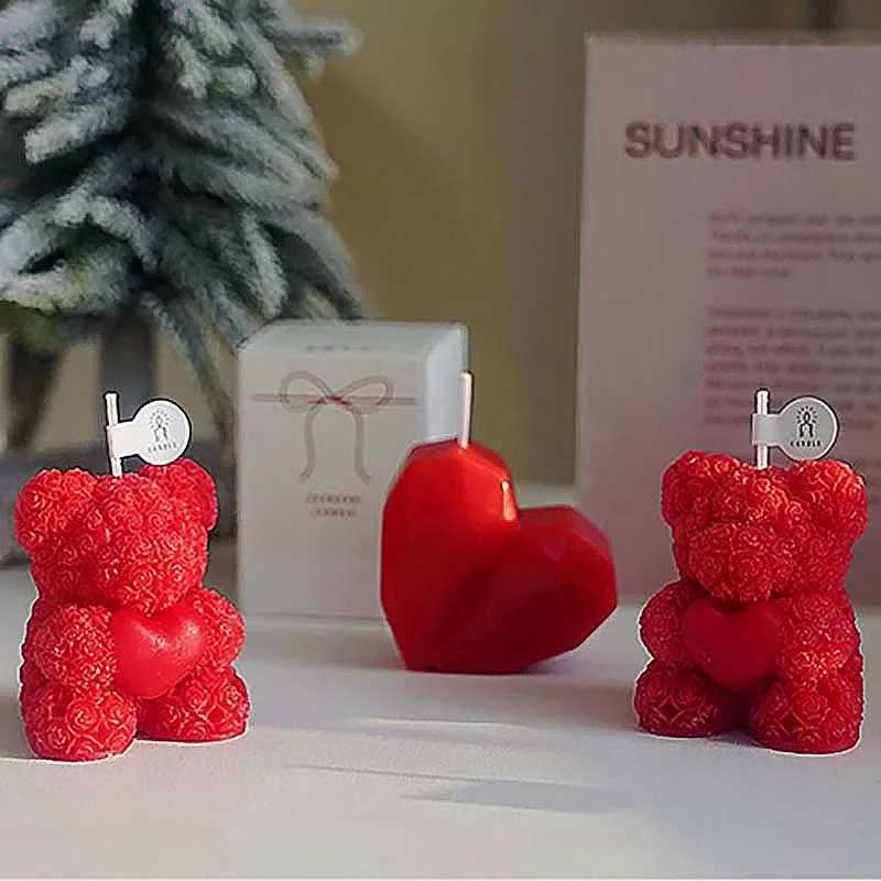 Personalized Candles Gift Guests Aromatic Candles Romantic Rose Bear Candle for Candlelight Dinner W250704