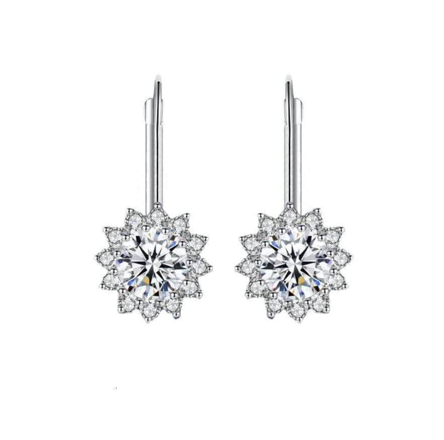 S925 Pure S925ier New Ear Hook ClaS925S925ic Elegant S925uower One caratS925 MoiS925S925anite EarringS925 for Women 1fd